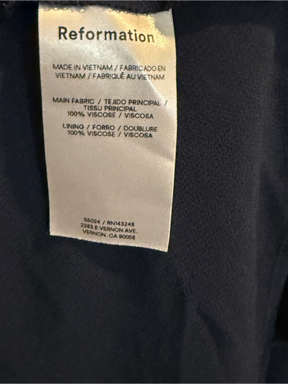 Reformation Nayeli Dress Navy Blue Cap Sleeve V Neck Size 10 - Picture 9 of 9